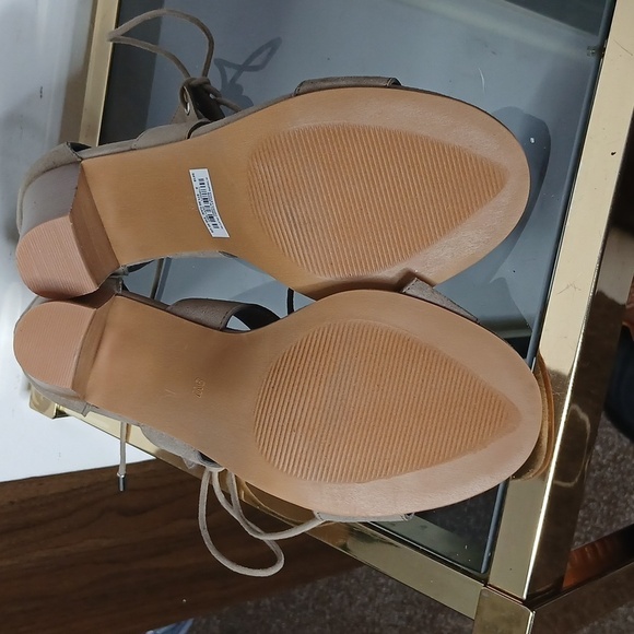 Torrid H taupe eyelet caged plat heels - Picture 8 of 11